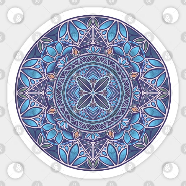 Floral Star Pacific Mandala blue sky Sticker by AprilAppleArt